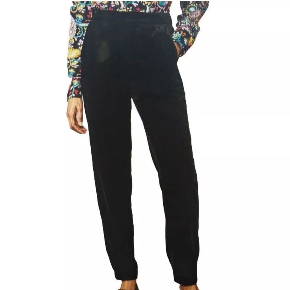 Boden black velour elastic waist jogger pant size 4 petite